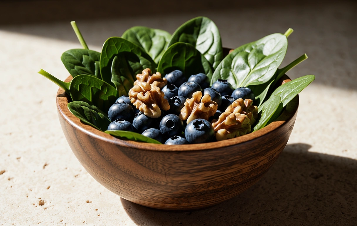 Collection of leafy greens and berries