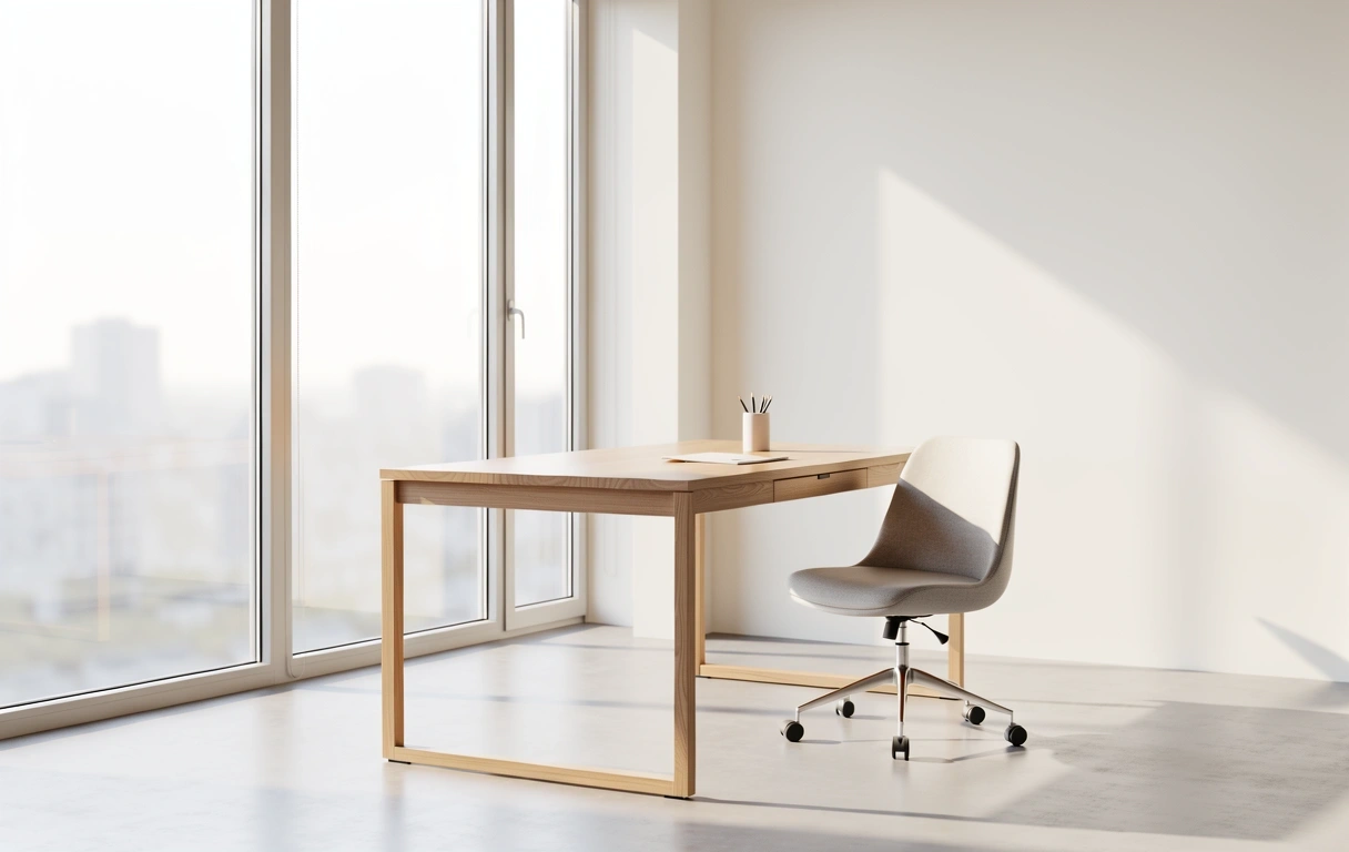 Minimalist workspace with natural lighting